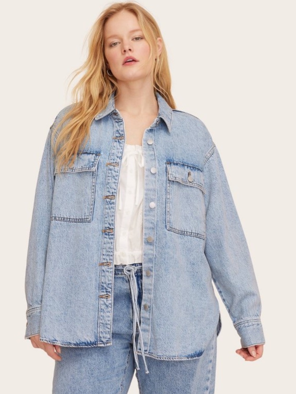 Parke x Target Denim Shacket Light Wash Large